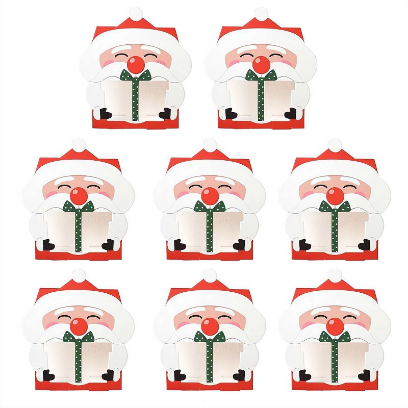 8PCS Christmas Cookie Boxes,Cute Santa Gift Boxes with Inner Plastic Bags,,Christmas Party Favor Bags for Candies & Small Gifts,Candy Chocolates Packaging Gift Box for Festival Holiday New Year - Image 1